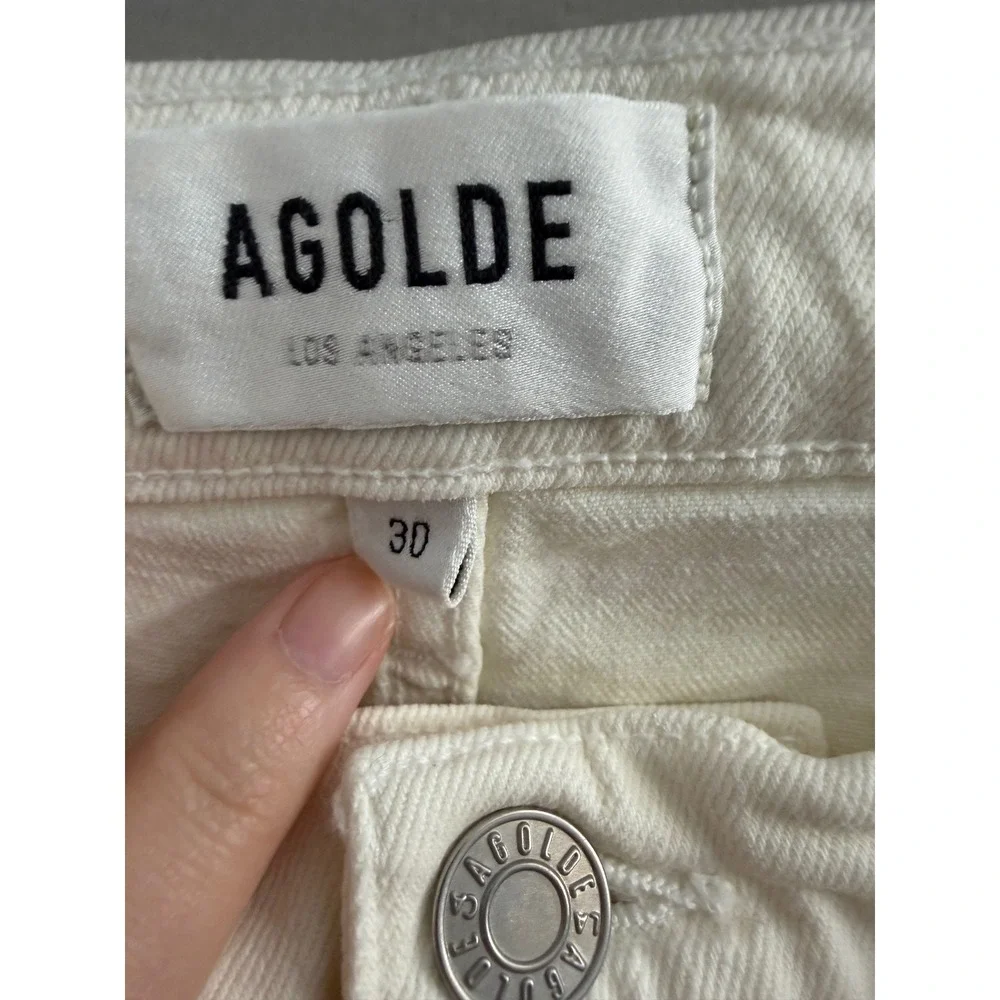 Agolde Toni Mid Rise Straight Leg Jeans Cream Off White‎ A133-1085 Size 30